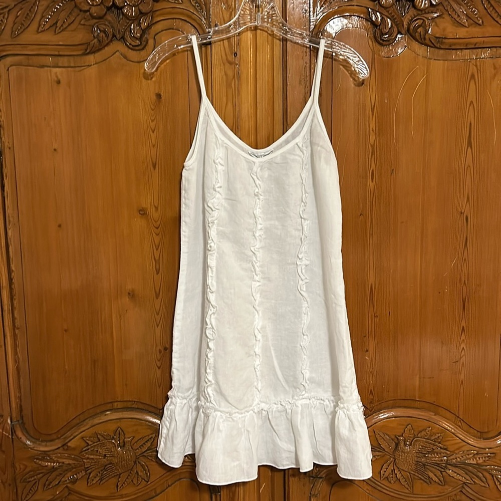 Hard Tail Forever Ruffle Front 100% Linen Dress